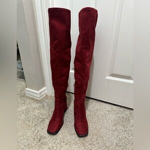 Elegant Wine Over-the-Knee Boots